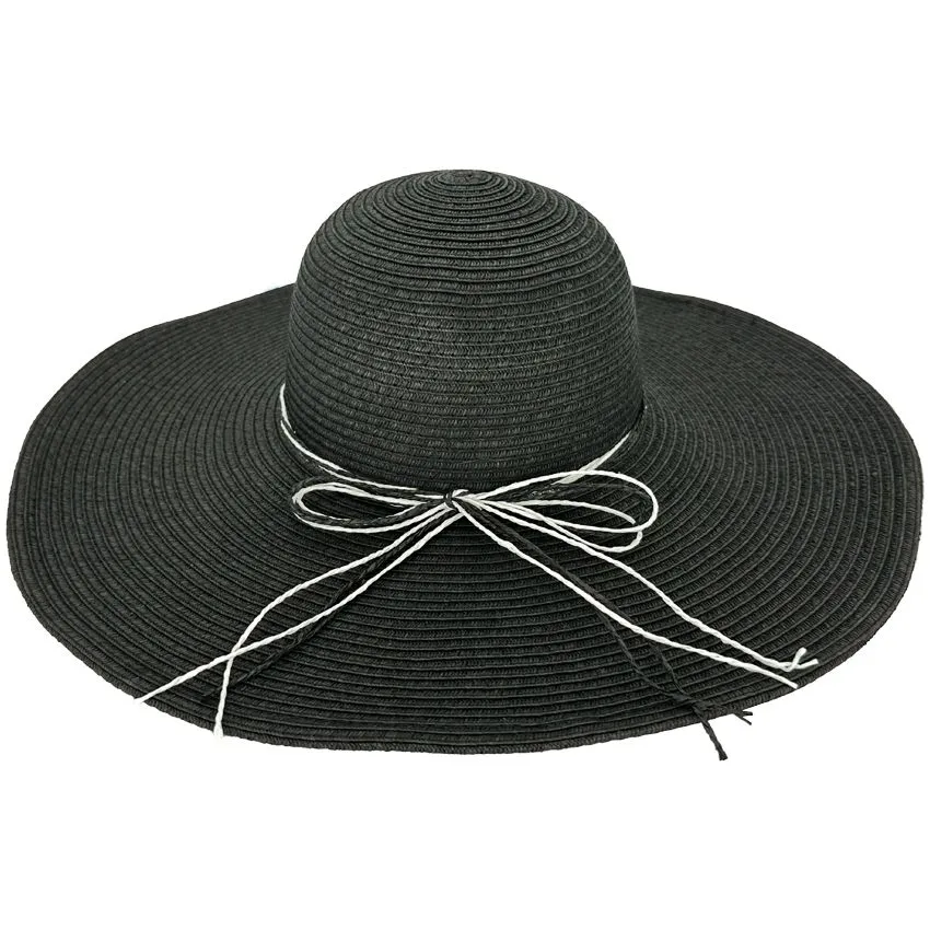 Wholesale Woman Floppy Black Straw Summer Hat