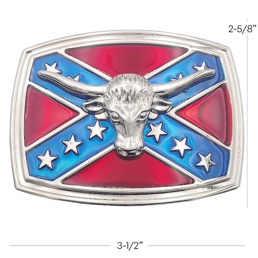 Red Bull Belt Buckle w/ Confederation Flag - Buy Now