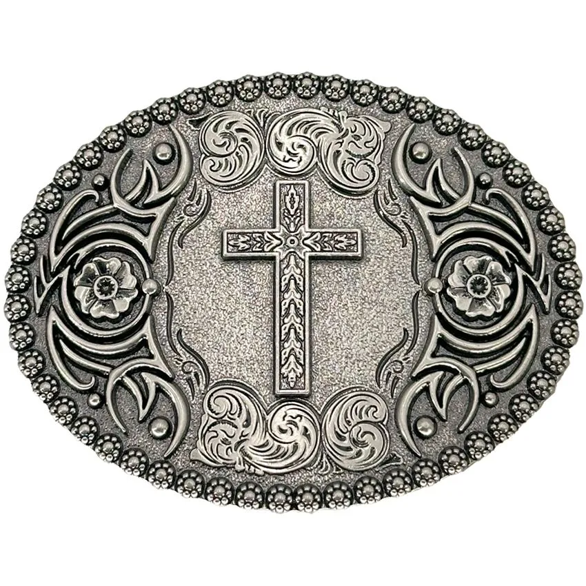 Silver Colored Cross Belt Buckle Wholesale Pricing