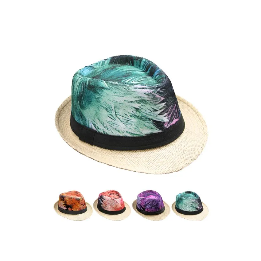 Wholesale Hawaiian Style Trilby Fedora Hat Set Multicolor