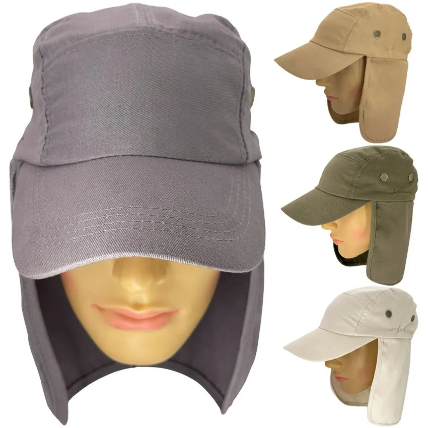 Sun Protection Outdoor Caps with Neck Flap Unisex and Mix Colors