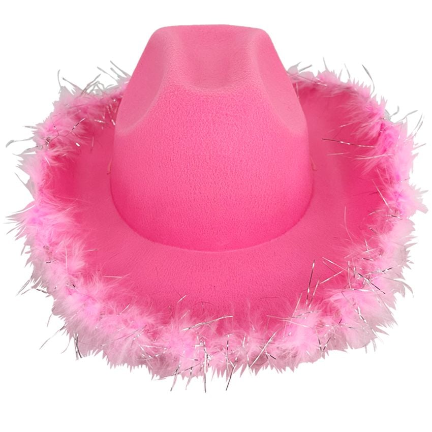 Wholesale Cowgirl Hats with Feather - Pink