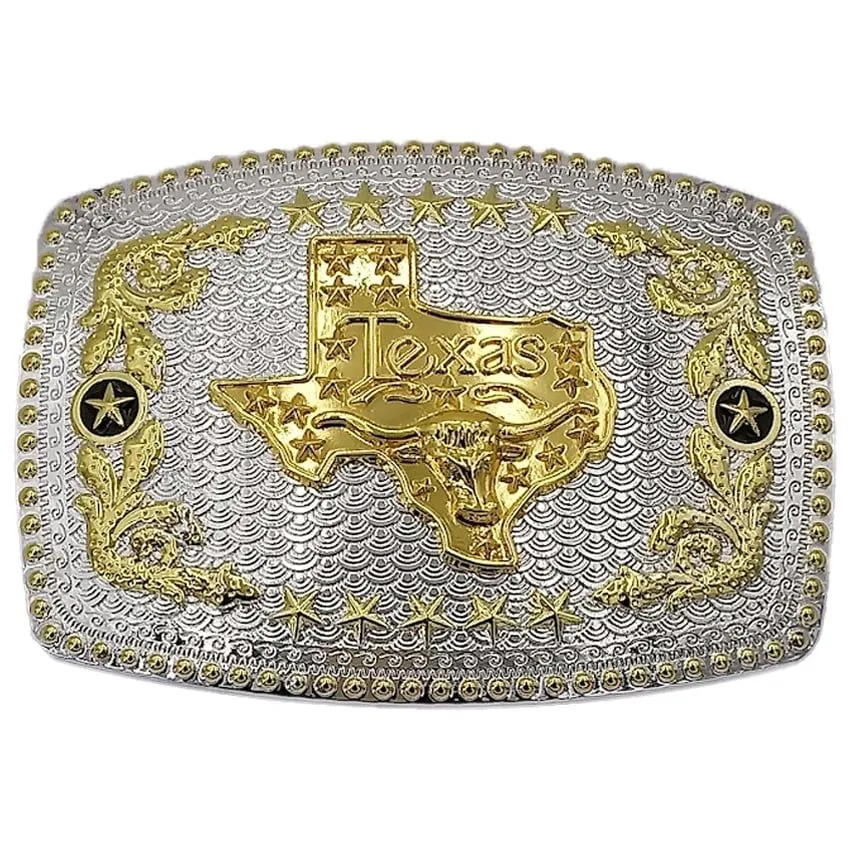 Big Texas Buckle with Golden Bull Design