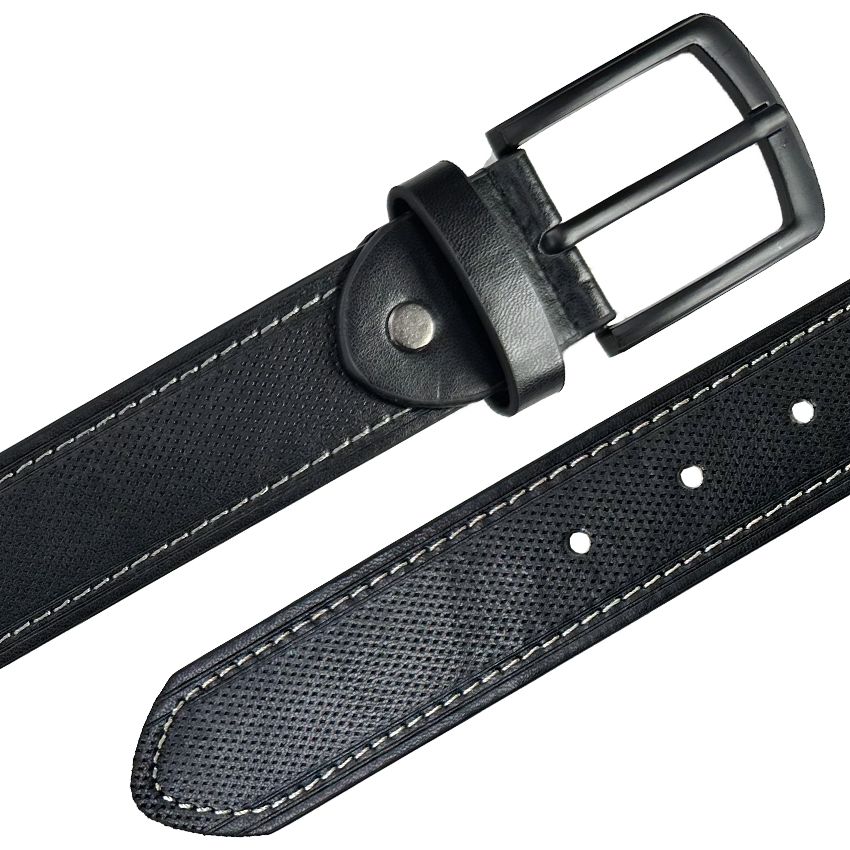 Wholesale Men's Black Leather Belt with Dot Pattern. Buy in Bulk!