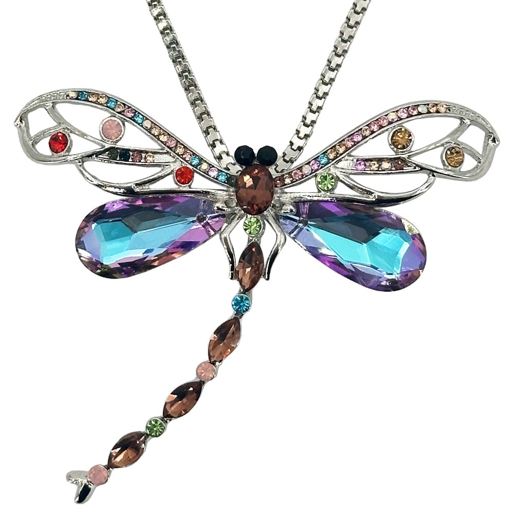 Ethereal Prism Dragonfly Diamond Pendant NECKLACEs