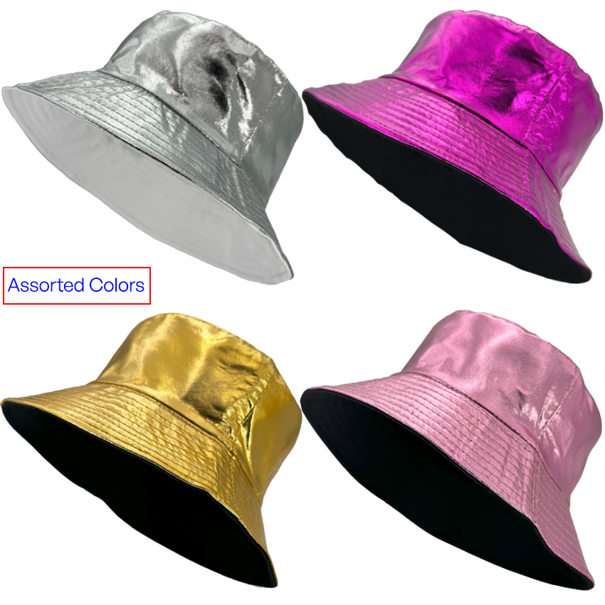 Metallic Bucket HATS for Parties - Assorted Colors