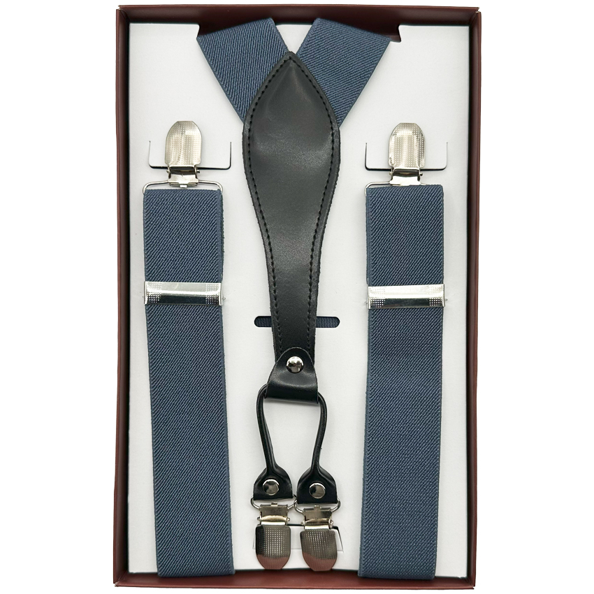 Gray SUSPENDERS with four-clip for Adults