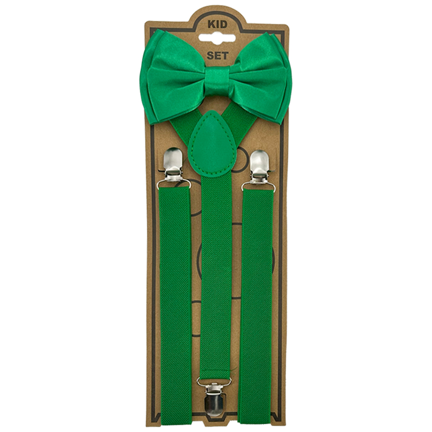 Adjustable Bowtie SUSPENDER Sets for Kids - Green