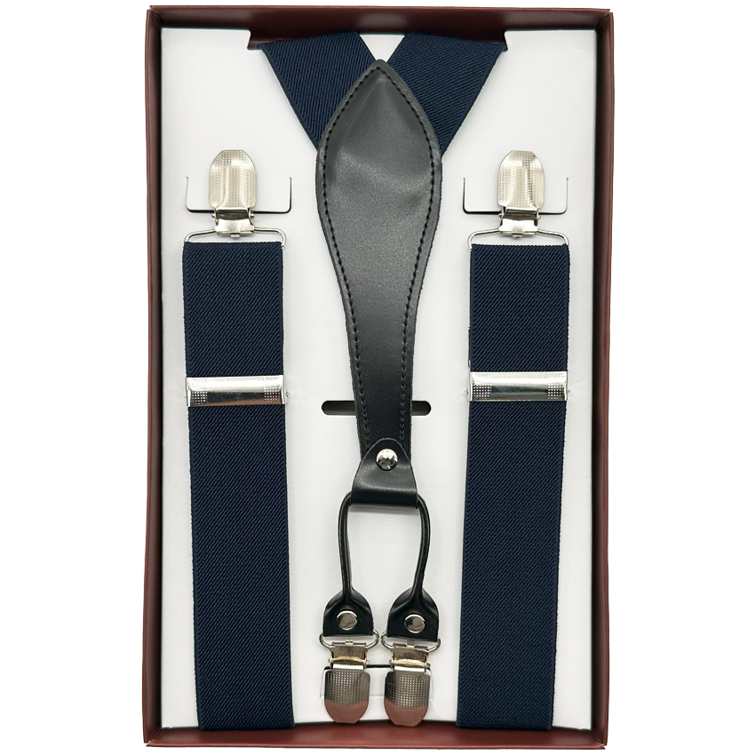 Navy Blue SUSPENDERS with four-clip for Adults