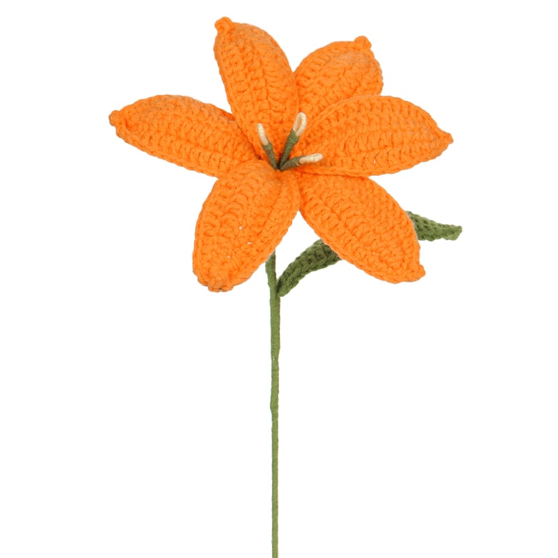 Crochet FLOWERS Set - Orange Lily FLOWERS for Anniversary Bouquets