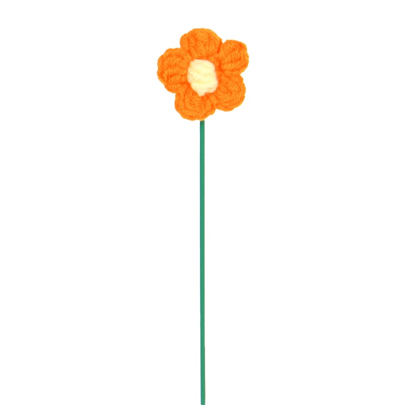 Orange Crochet Puff Daisy FLOWERS without Leaves