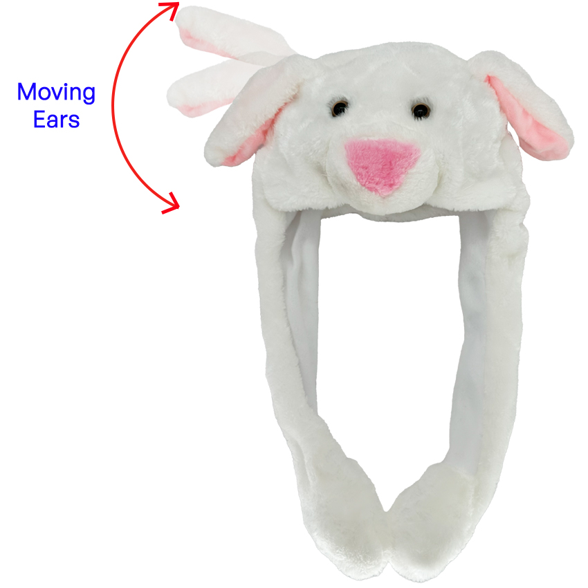 White Bunny ANIMAL HATS with Moving Ears