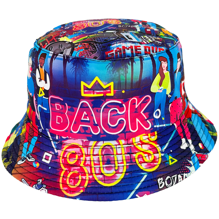 Retro Colorful Printed Bucket HATs - Back to the 80s Design