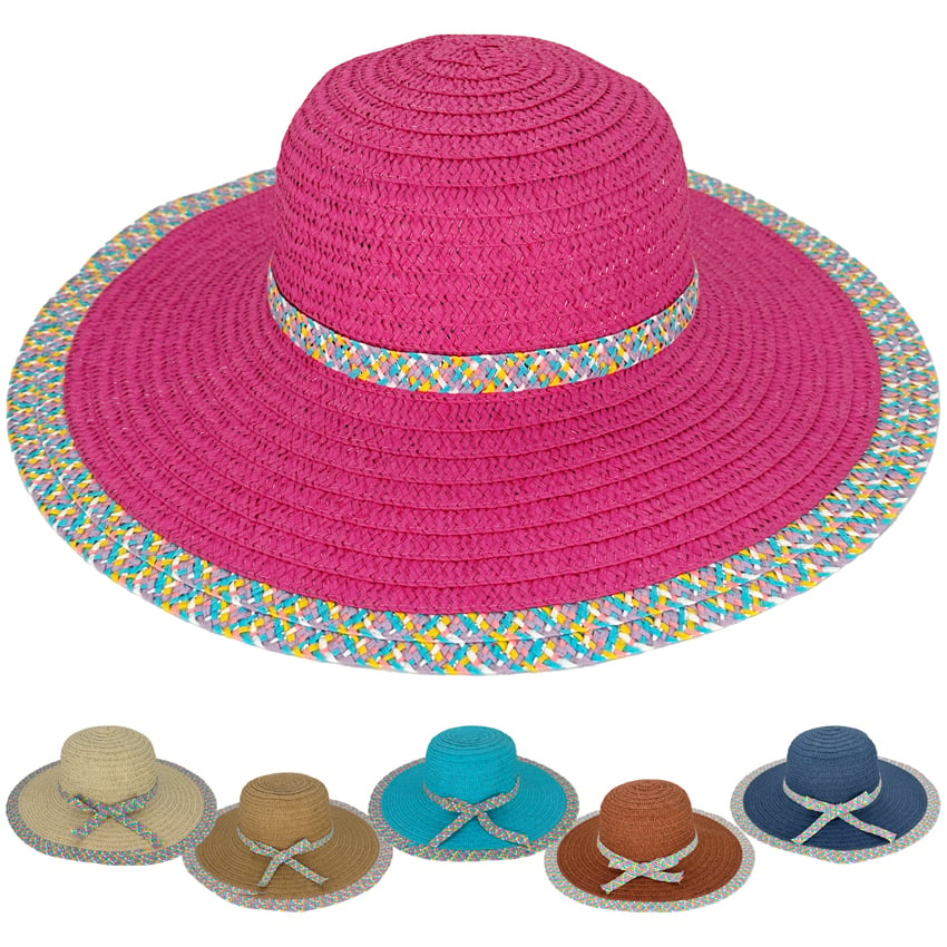 Women's Summer HATS with Rainbow Brim and Ribbon