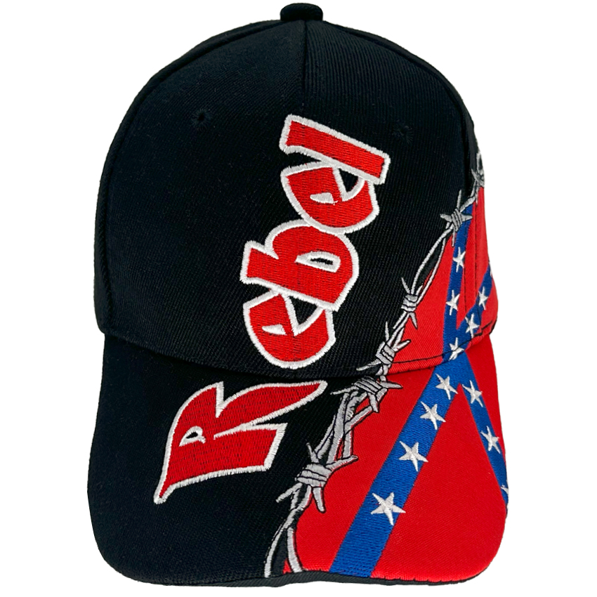 REBEL Barbed Wire Embroidered Baseball Cap