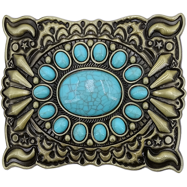 Rectangle Turquoise Beads BELT Buckle