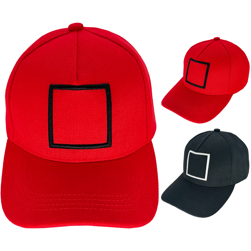 Square Embroidered Baseball Hats - Black and Red