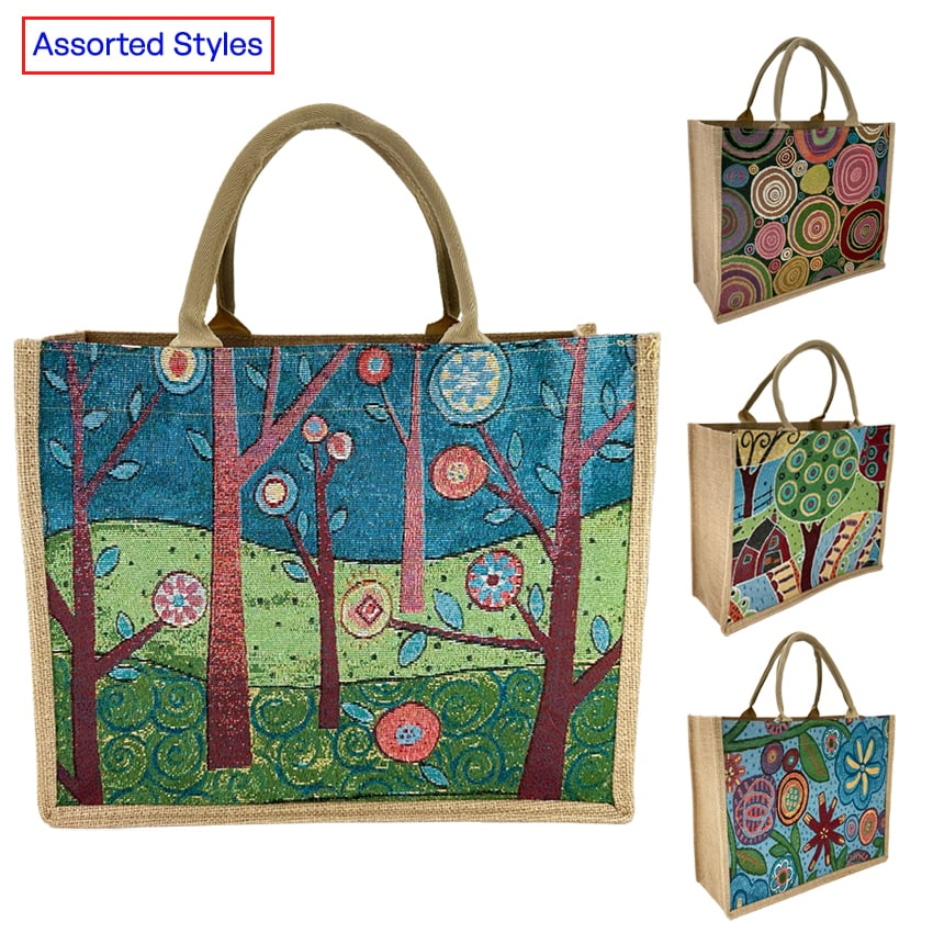 Jute BAGS with Pastoral Designs - Reusable Beach Totes