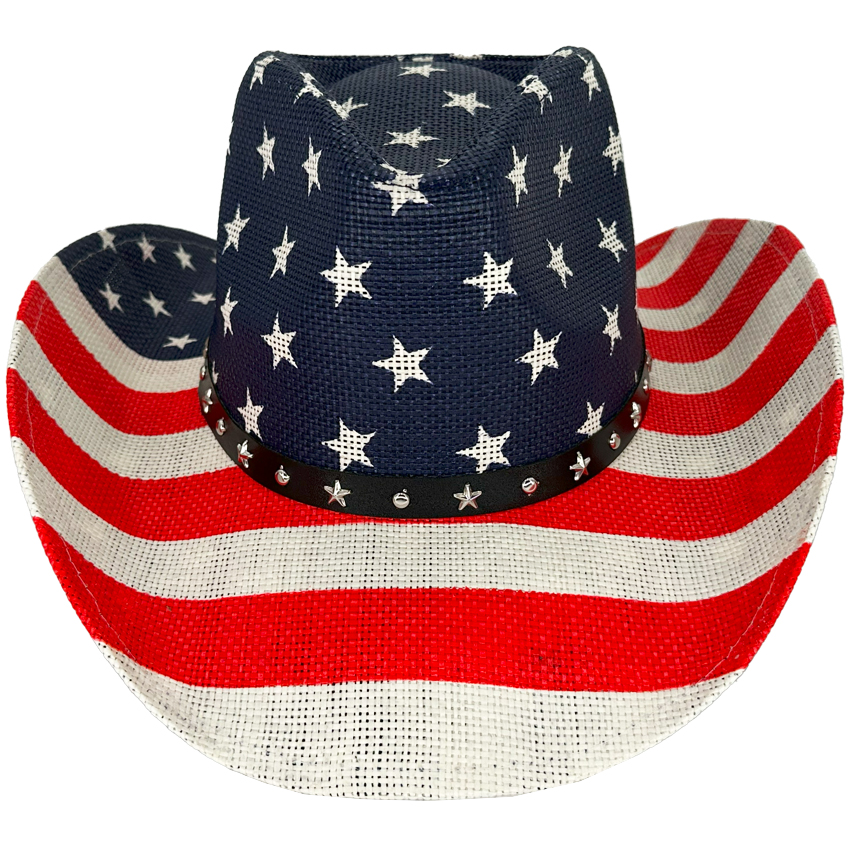 High Quality Patriotic American FLAG Cowboy Hat