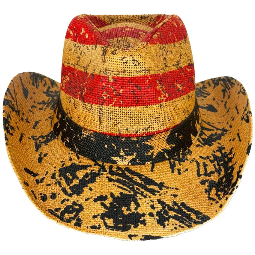 American Tea Stained Paper Straw COWBOY HAT