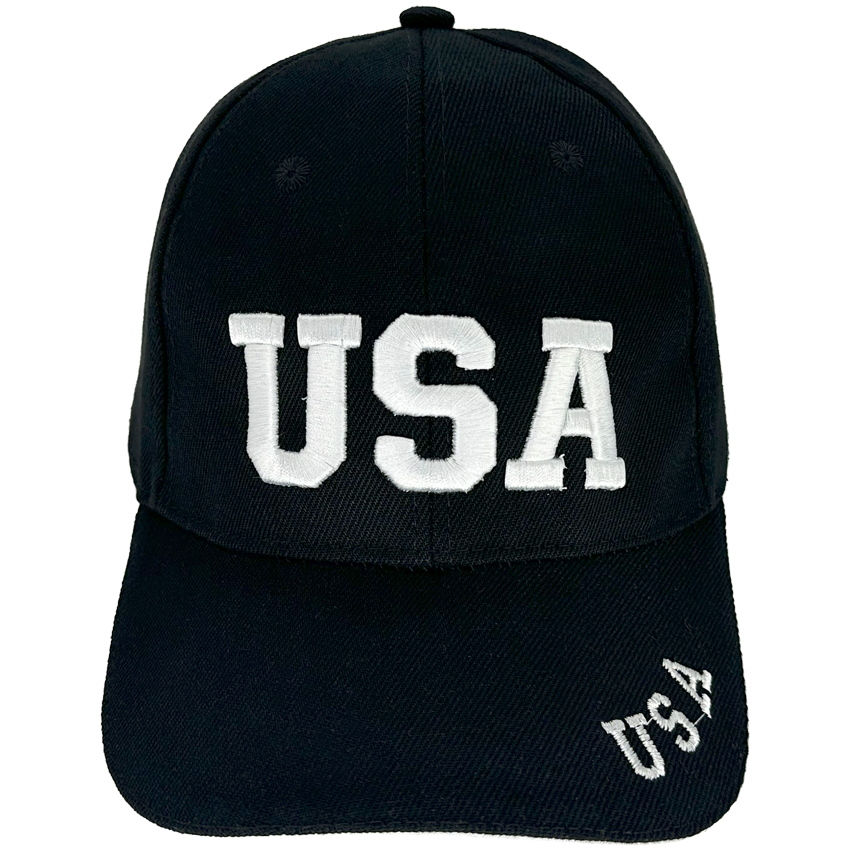 USA Embroidered Black BASEBALL CAP