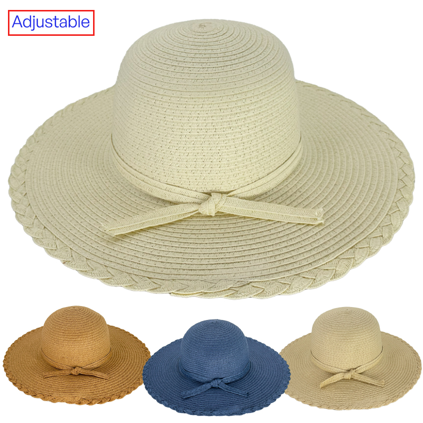 Wavy-Brim Straw Summer HATs for Ladies - Mix Size