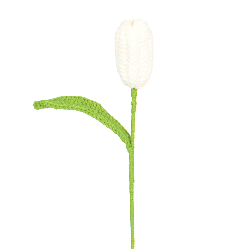 White Long Tulip Crochet Flowers for WEDDING Bouquets