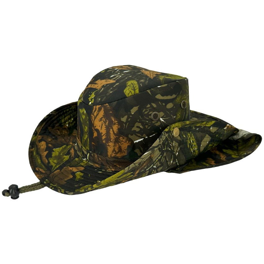 Camouflage Boonie Hat for Men - Dry Leaf Pattern with Neck Flap