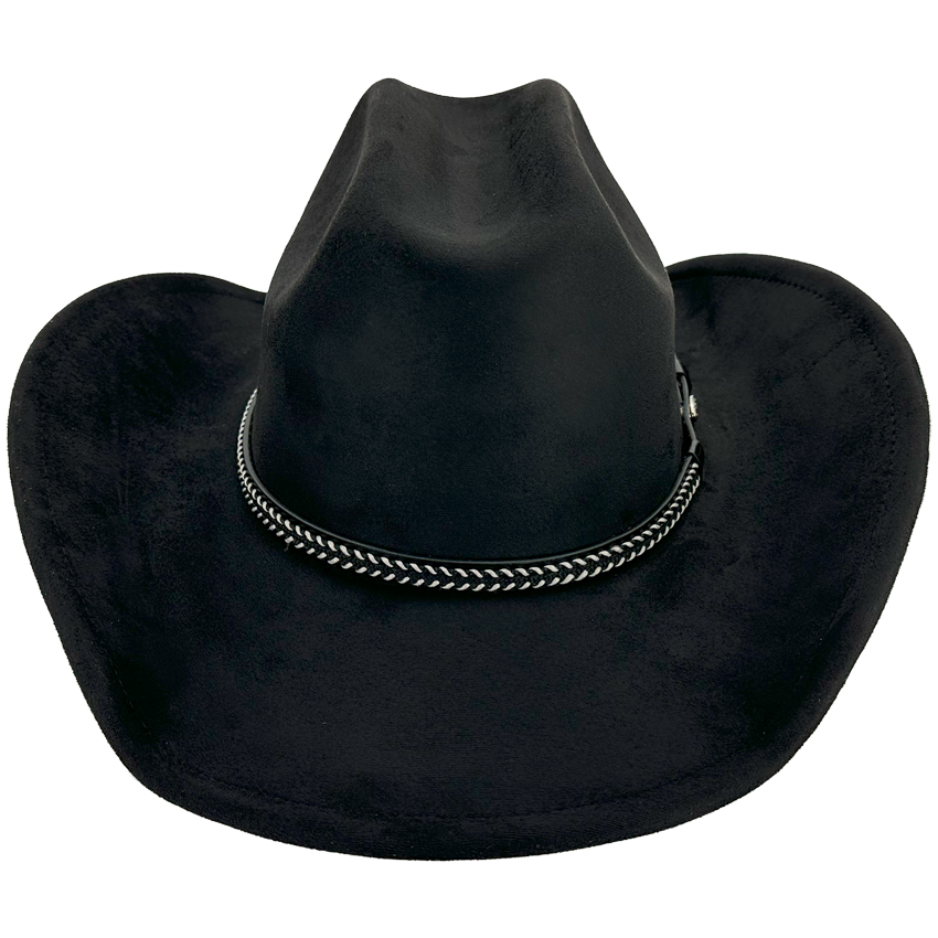 Black Felt Cowboy HATs with Embroidered Leather Band