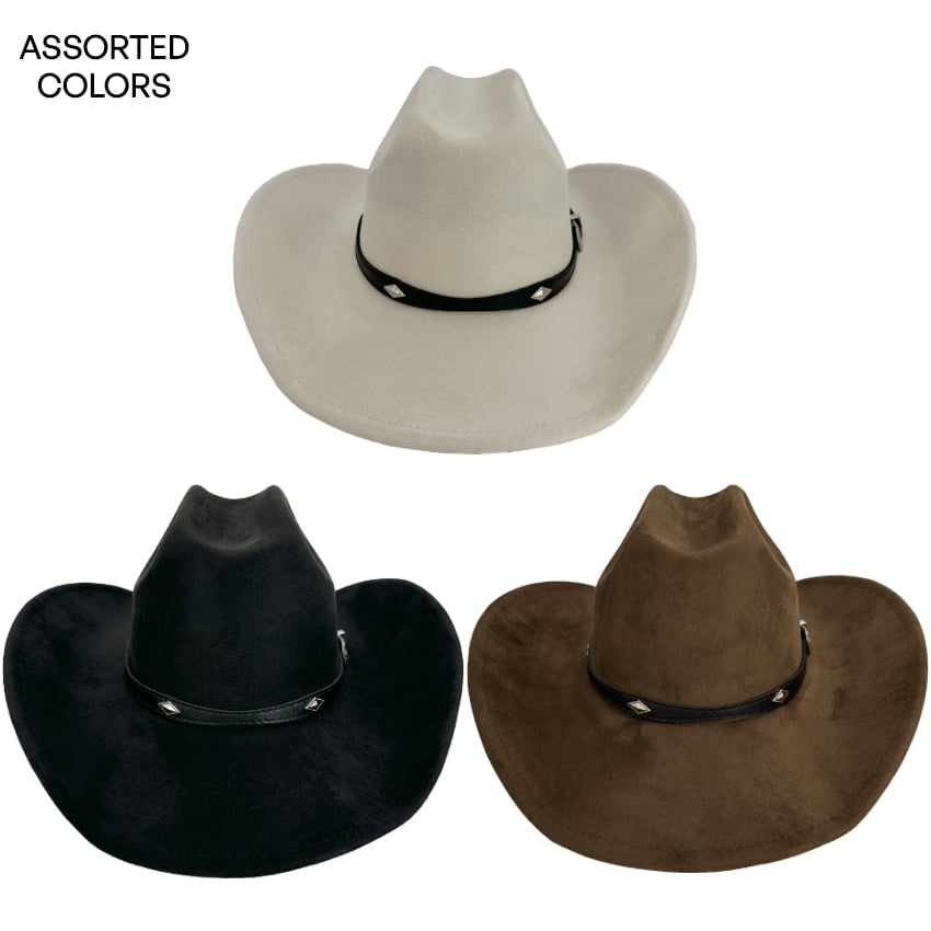 Felt Cowboy Hats with Western DIAMOND Plain Band - Khaki, Cream & Black