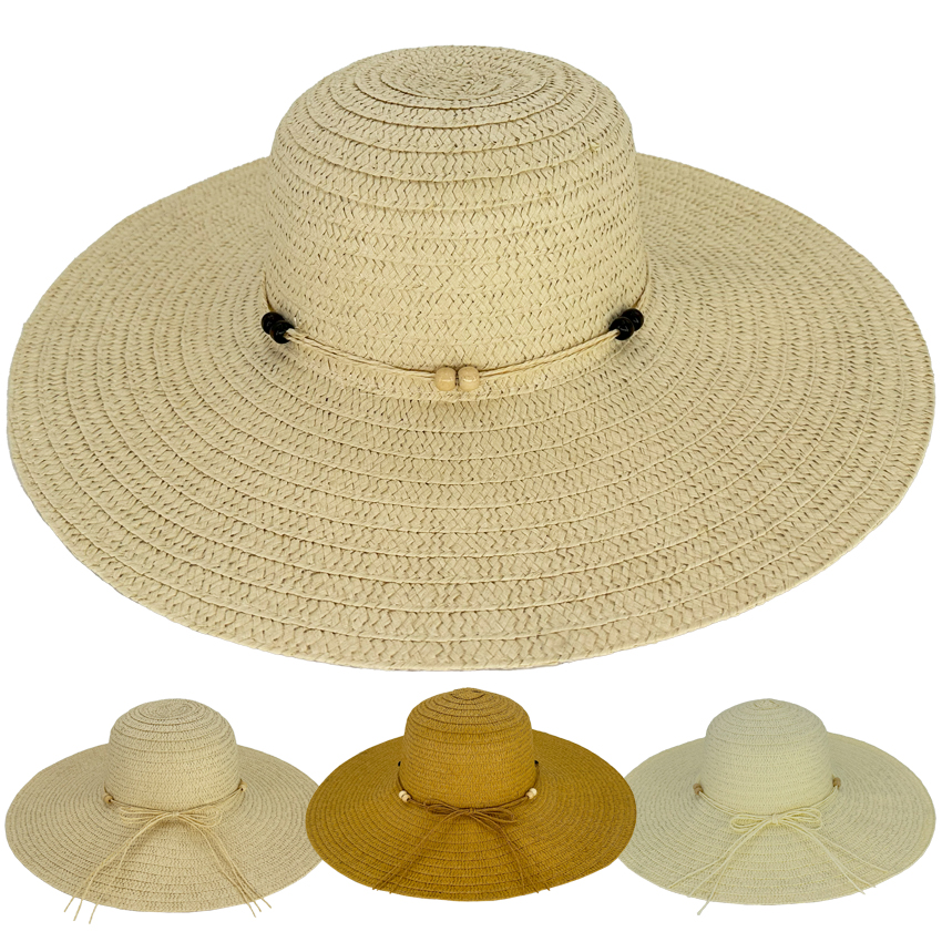 Lightweight Straw Summer HATS for Ladies - Beaded Straw Band