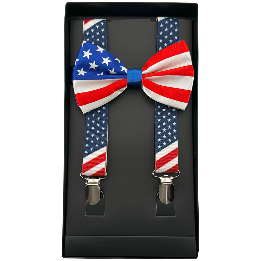 AmericAn FlAg AB Suspenders And Bowtie Set