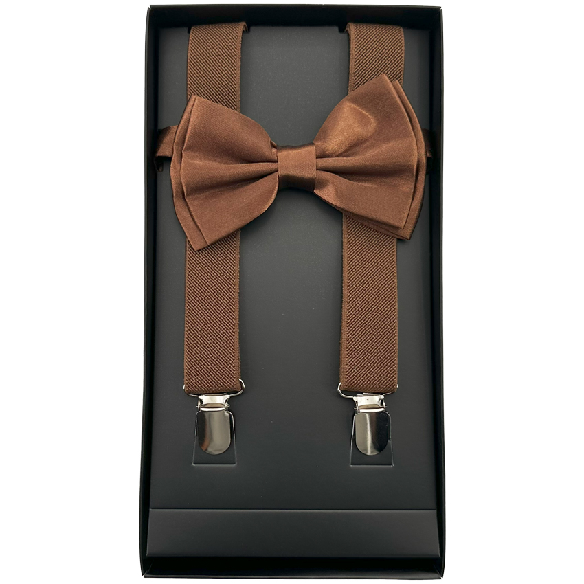 Dark Brown AB SUSPENDERS and Bowtie Set