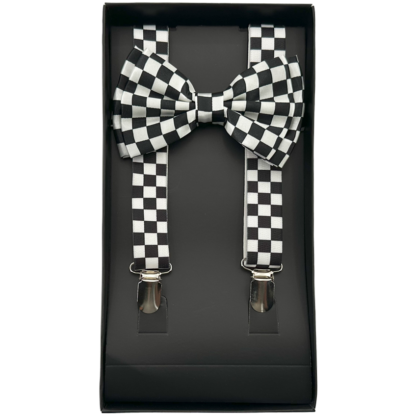 Checkered AB SUSPENDERS and Bowtie Set