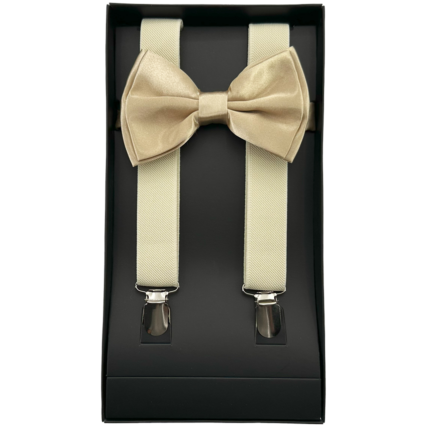 Macaroon Cream AB SUSPENDERS and Bowtie Set