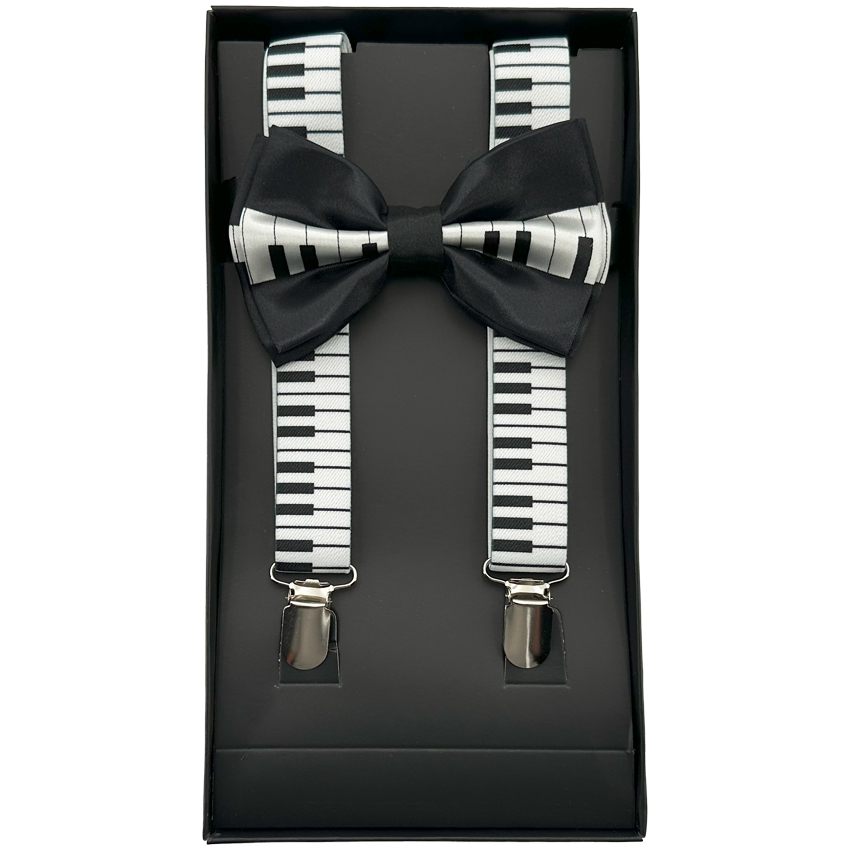 Piano AB SUSPENDERS and Bowtie Set