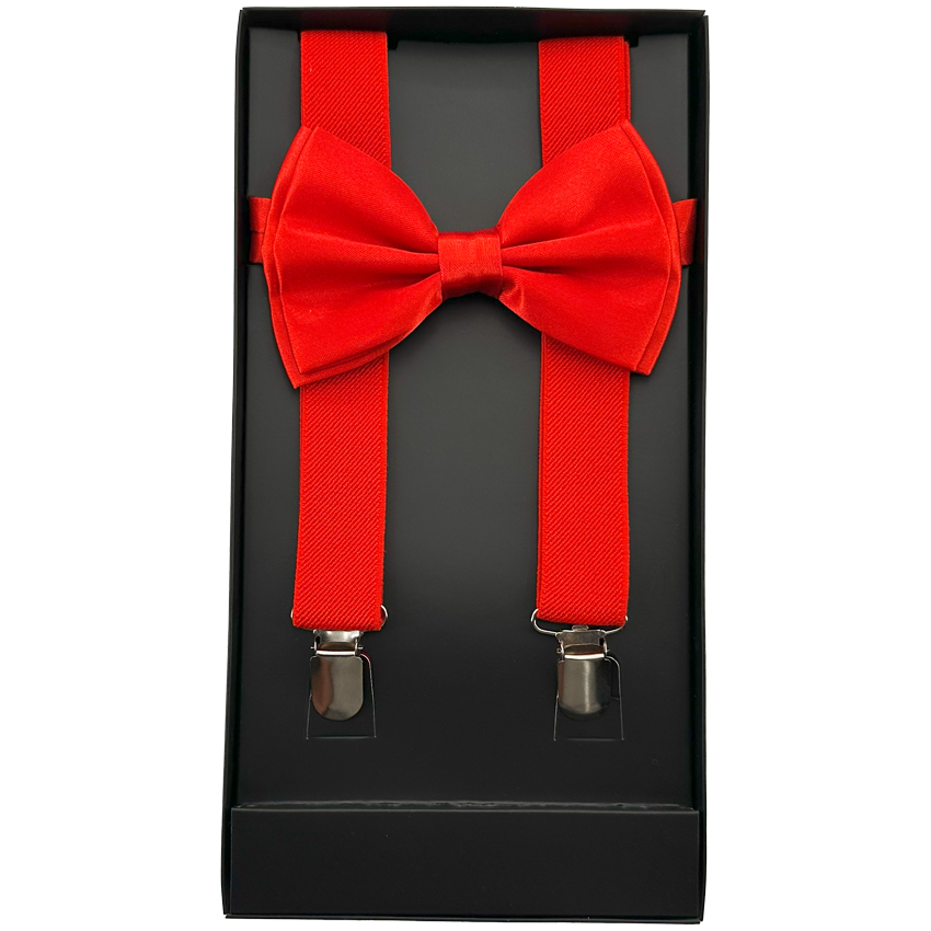 Red AB SUSPENDERS and Bowtie Set