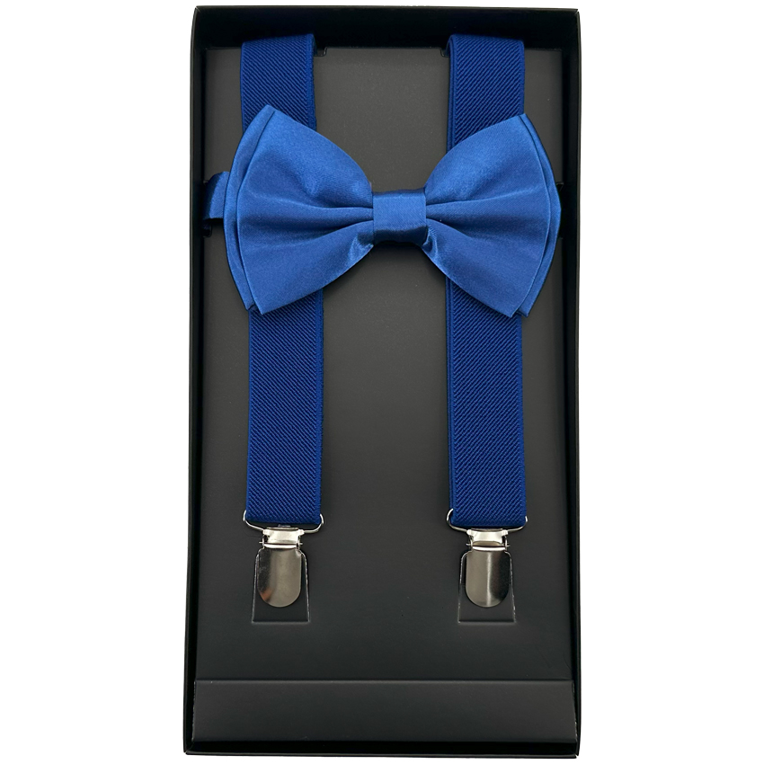 Royal Blue AB SUSPENDERS and Bowtie Set