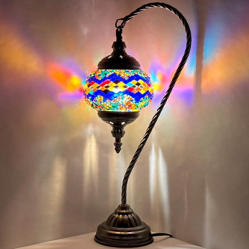 Blue and Yellow Turkish LAMP with Swan Neck Style - Without Bulb