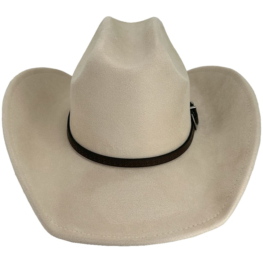 Cream Felt Cowboy HATs with Western Plain Leather Band