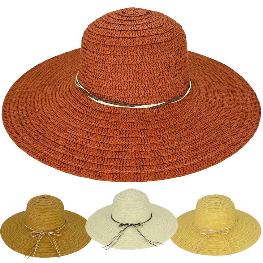 Wide Brim STRAW Beach HAT Set Plain Colors