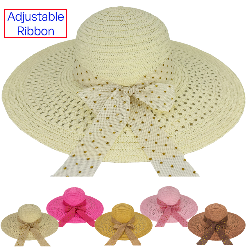 Women's Beach HATs with Mesh Ribbon - Breathable Design Sun HATs