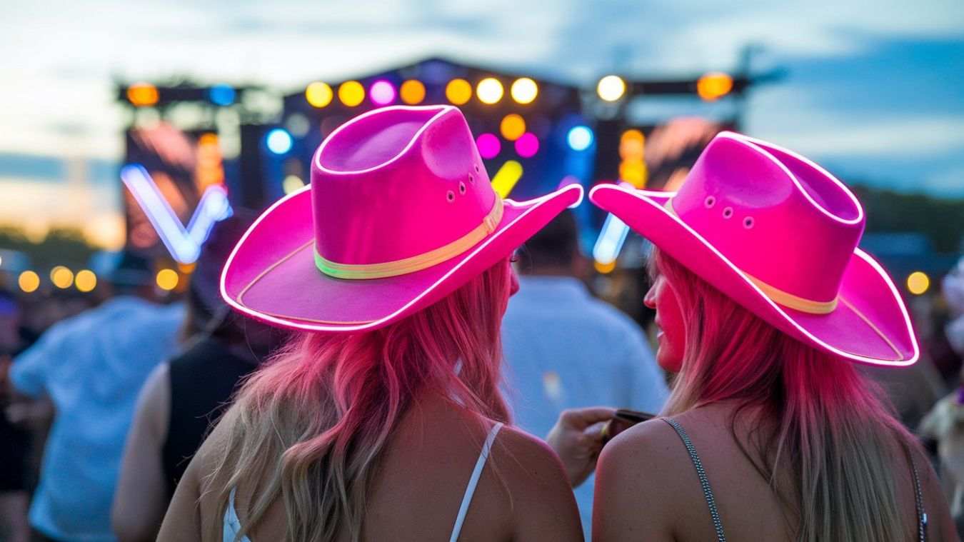 light up pink cowboy hats with women