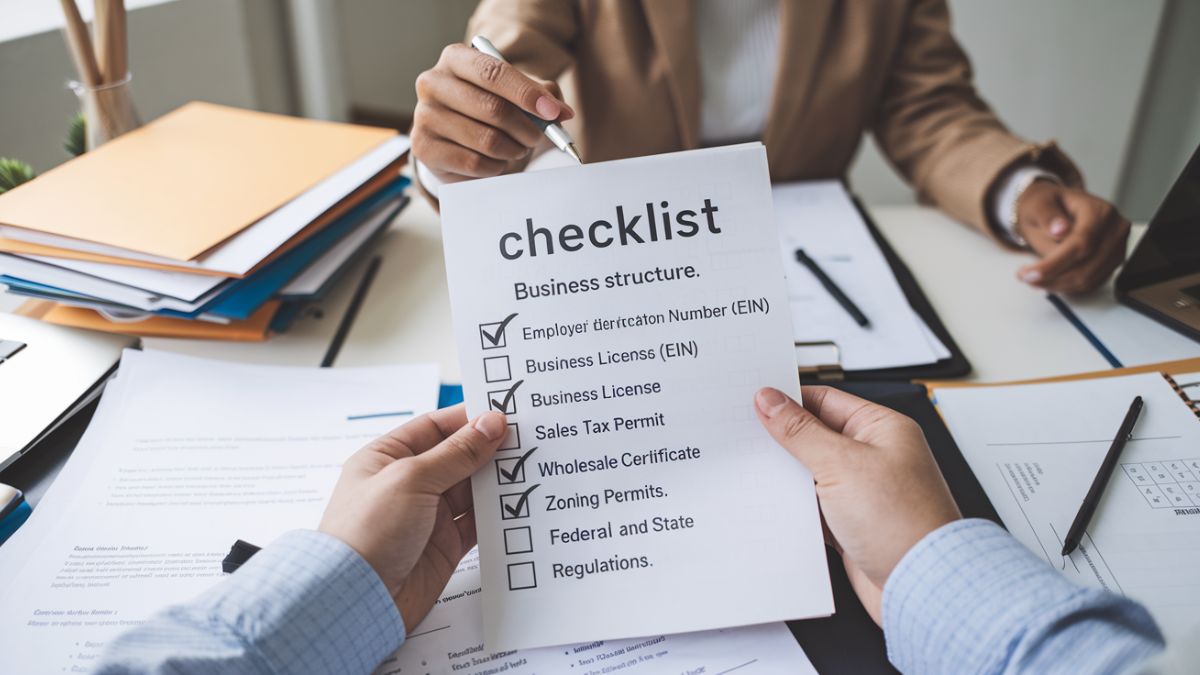 photo of a person holding a business start up checklist