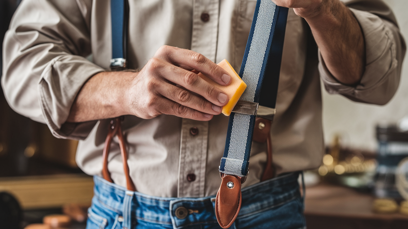 a man clearing his suspender