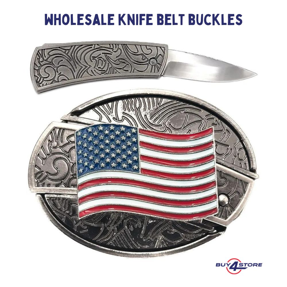 american flag hidden knife belt buckle