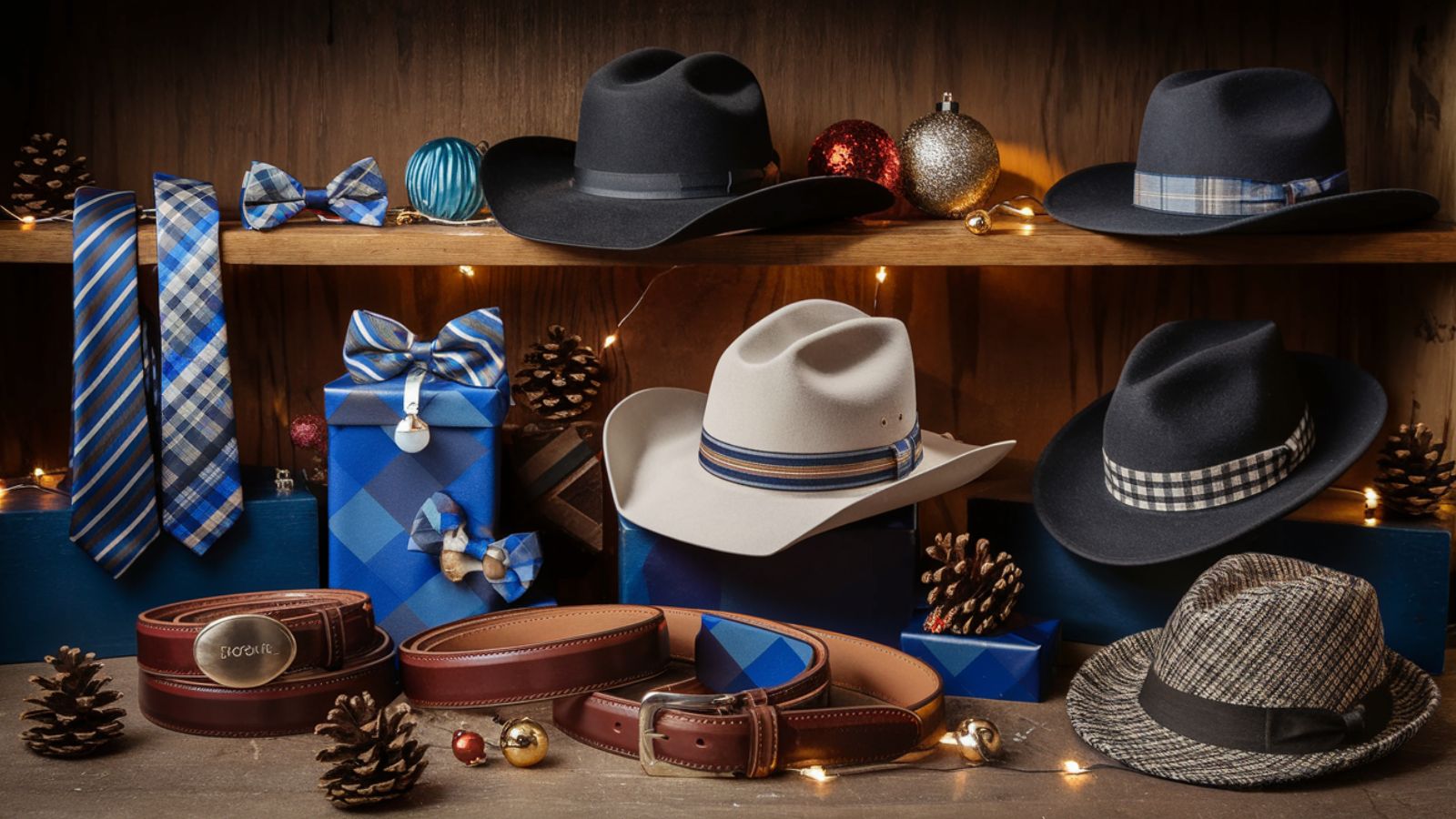 christmas gift ideas for husband, neckties, belts and hats