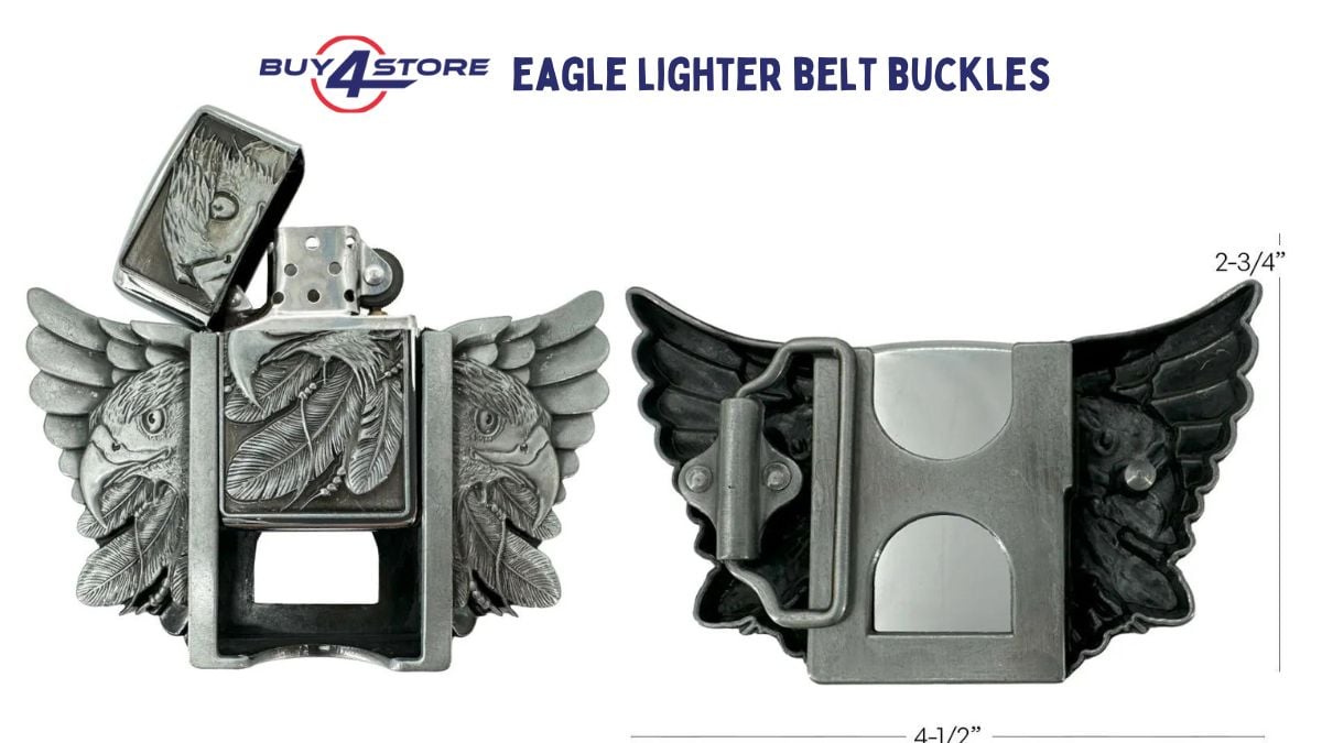 eagle design lighter belt buckle and dimensions