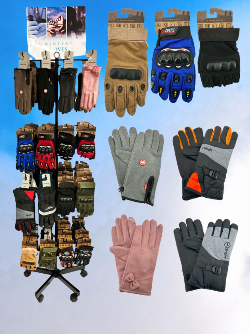 winter and work gloves on display