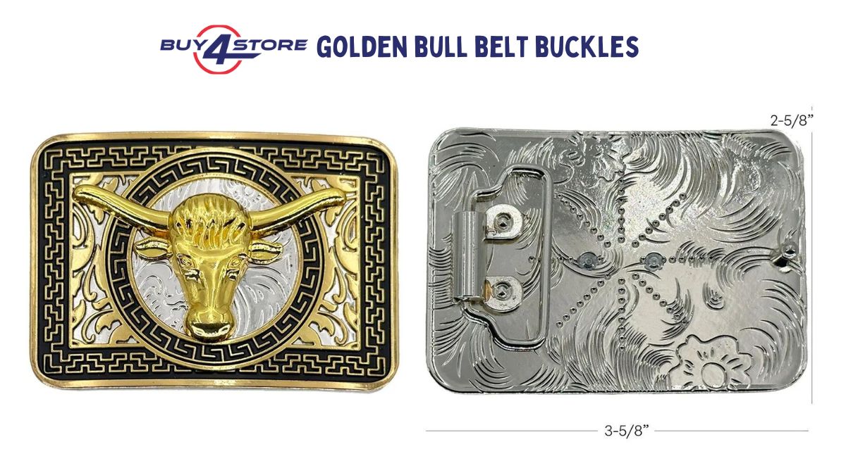 square golden bull design belt buckle